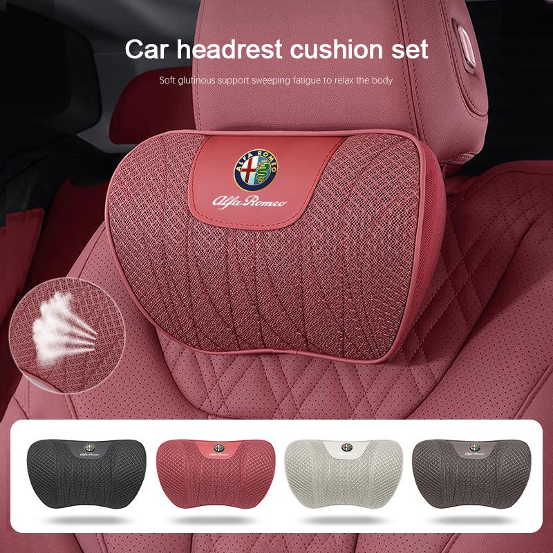 Ice Silk Car Seat Covers Auto Headrest Neck Pillow Lumbar Support For Alfa Romeo Giulietta Mito 159 Giulia Stelvio 156 147 TonalTM6