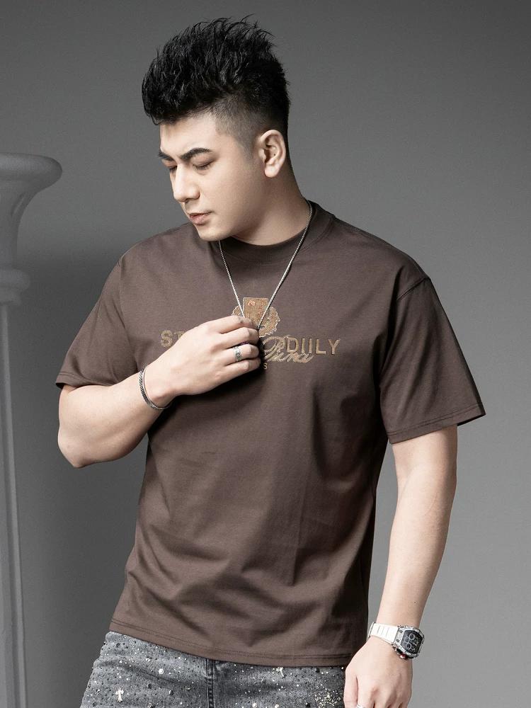 European Station 2025 Summer New Men's Letter Print Round Neck Short-Sleeve T-Shirt Casual Top Trendy Brand Half-Sleeve Men's Shirt