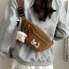 Corduroy Chest Bag Women's Cartoon Sports Waist Bag Crossbody Bag