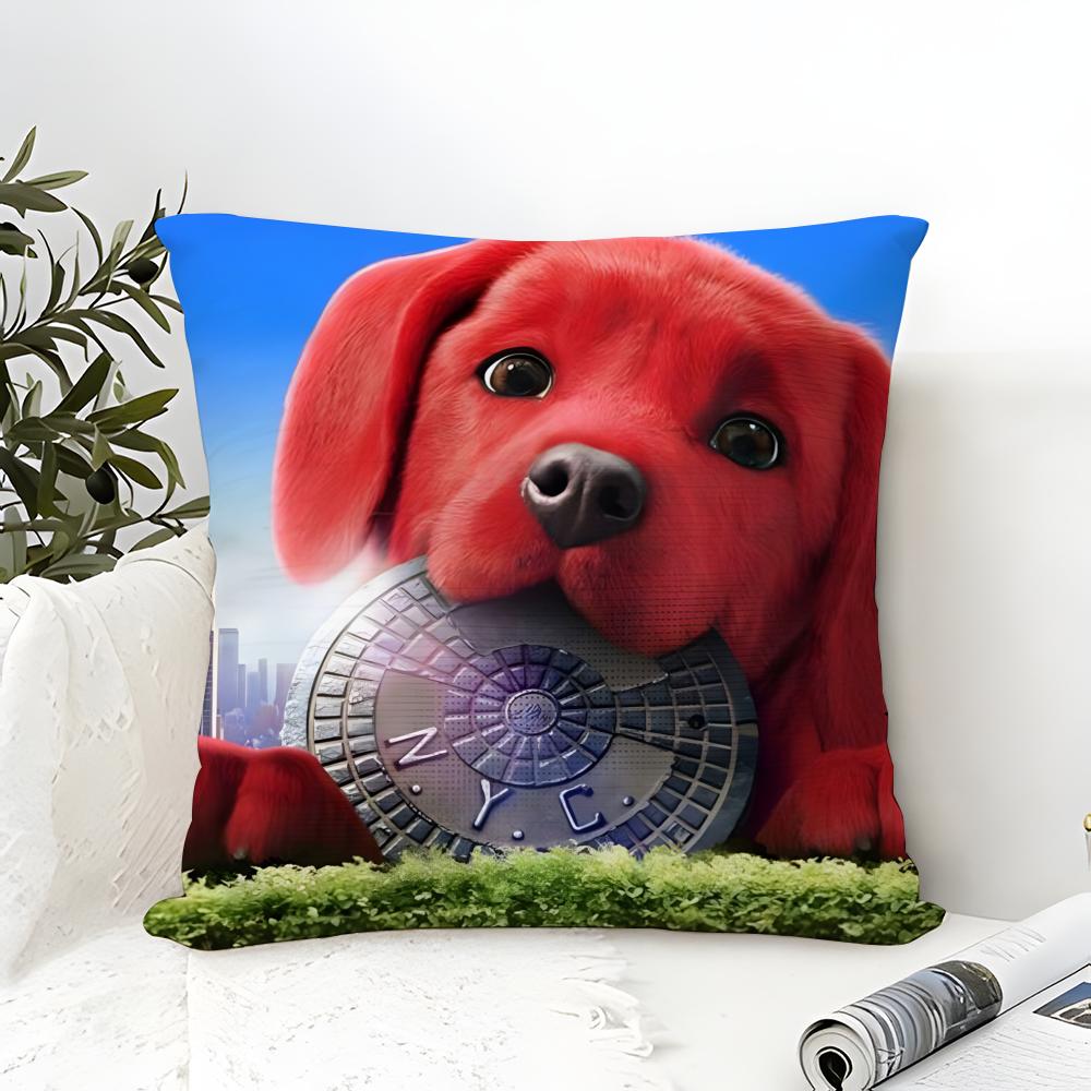 Pillow Case Cotton Linen Fabric Square Zipper Pillowcase Home Decorative Living Room Comic Cartoon C-Clifford The Big Red Dog 2