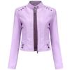 Women Faux Leather Jacket Cropped Zip Up Motorcycle Short PU Moto Biker Outwear Fitted Slim Coat with Pockets Stylish Rivets Punk Rock Fashion Blazer