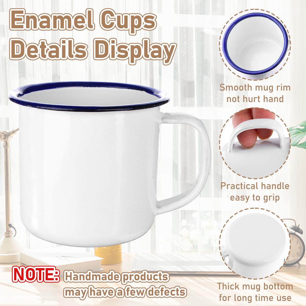 16 Pcs 4 Oz Enamel Camping Coffee Mugs Mini Metal Mug With Handle Small White Enamel Mug Vintage Round Enamel Cup Portable Drink
