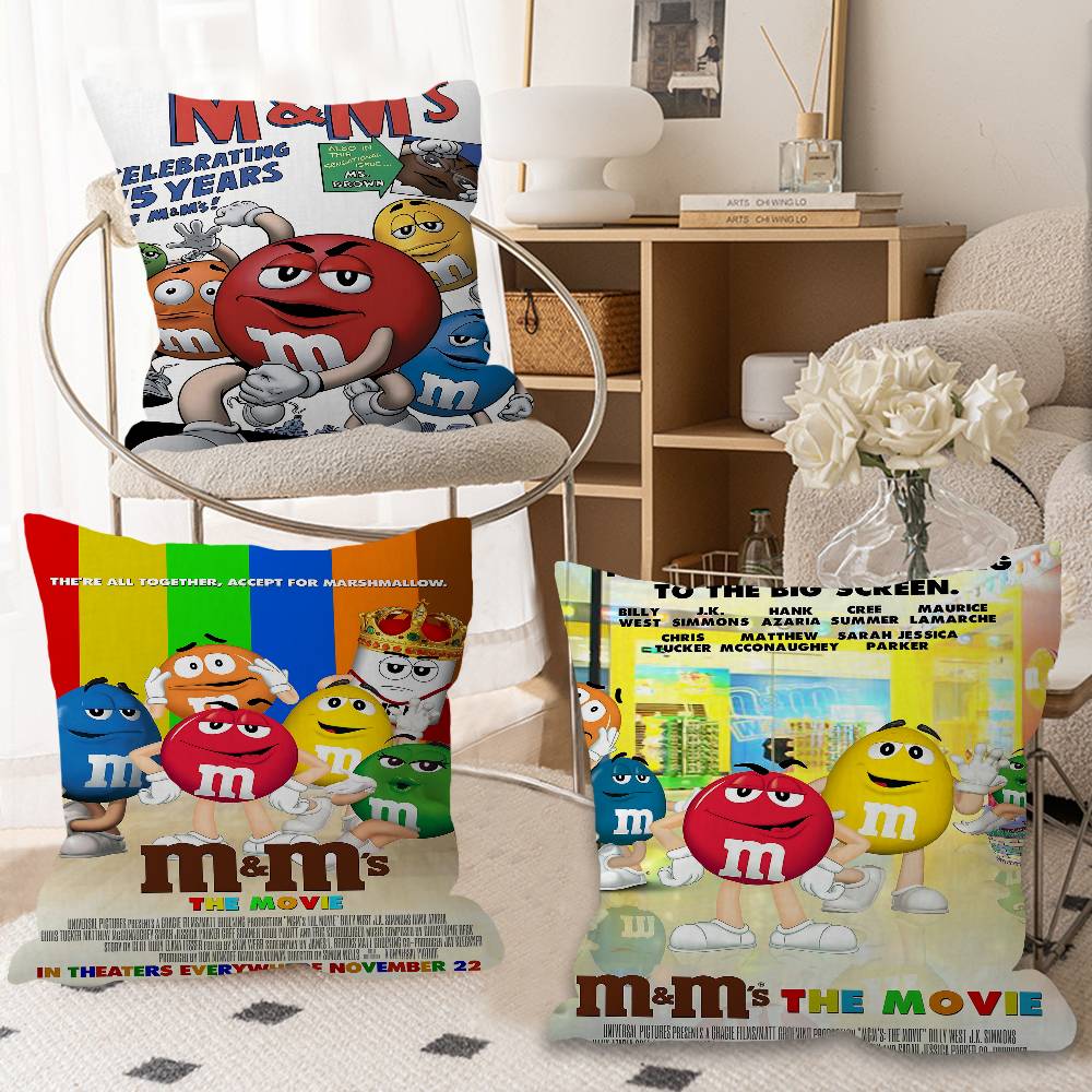 Подушки с принтом M&M's, Мультяшные, Декоративные для дивана, Домашний текстиль, Двусторонние, Короткий плюш, Милые наволочки
