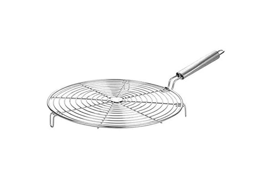 TreegoArt Stainless Steel Round Roasting Net Roaster Wire Papad Jali, Roti Jali With Chimta For Kitchen - Pack Of 2