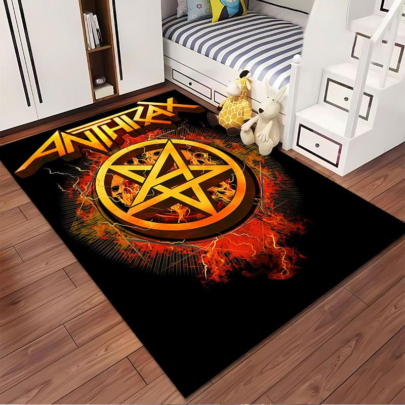 Anthrax Logo with Fiery Pentagram suitable as a non-slip mat for the living room or bedroom sofa