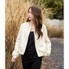 Demana Women's Korean Style Textured Baseball Jacket