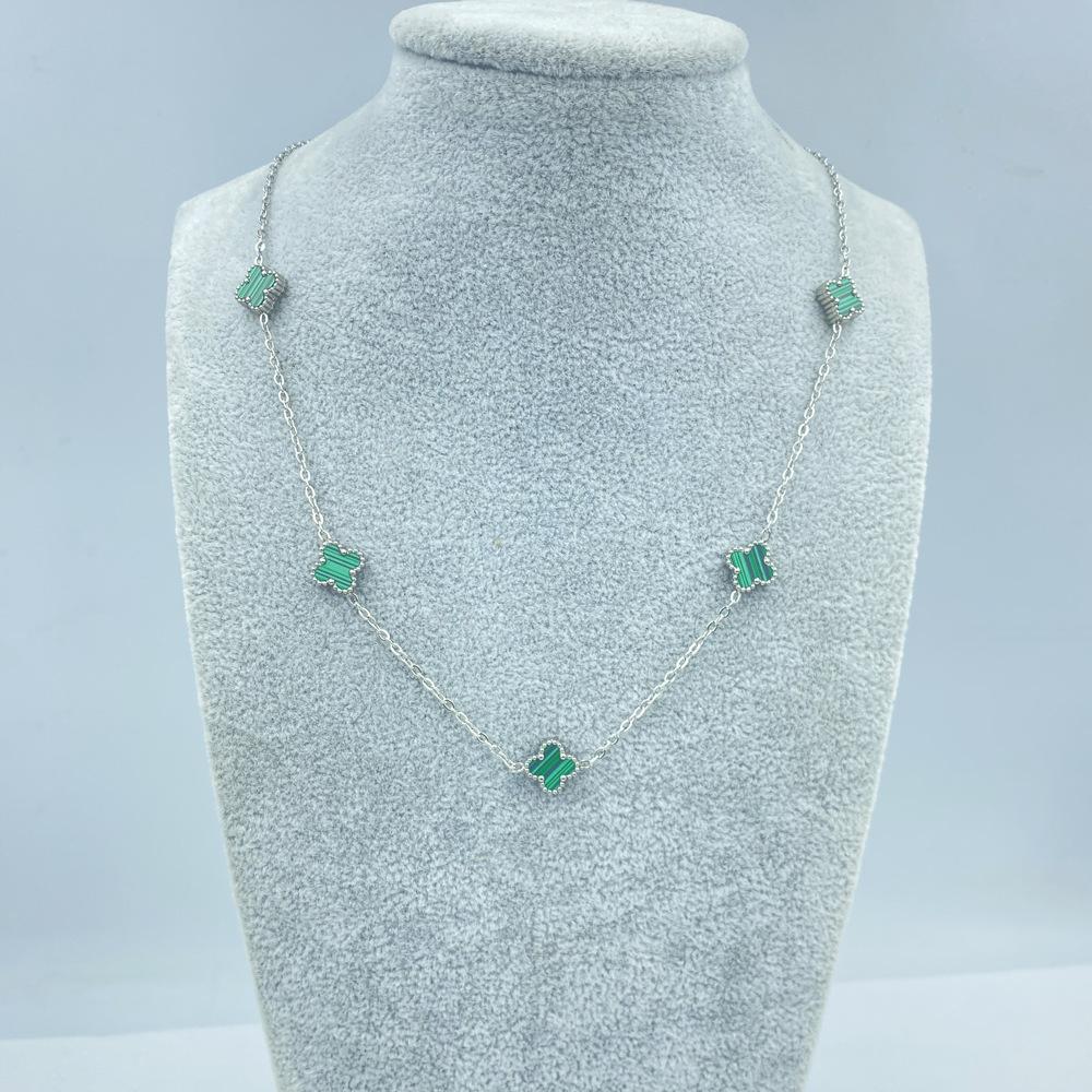 9MM Titanium Steel Four-leaf Clover Shell 5 Flowers Necklace Women's New Light Luxury Hundred Lock Bone Chain Shell Collar Jewelry