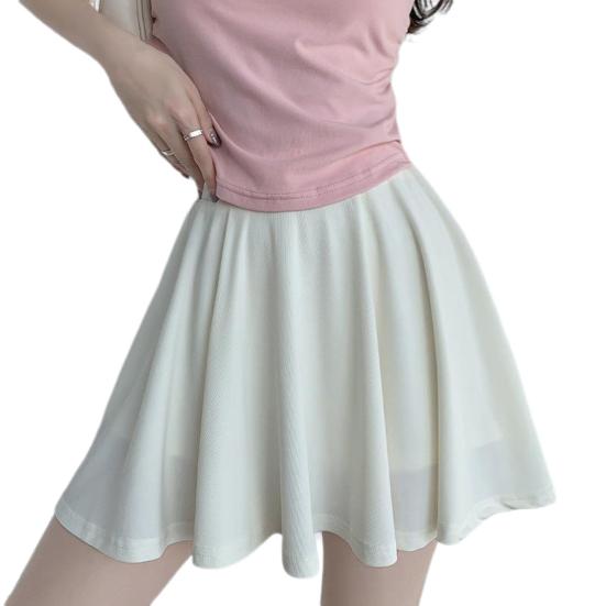 Женская мини-юбка, эластичная юбка трапециевидной формы из ледяного шелка с высокой талией, однотонная плиссированная спортивная юбка, летние плиссированные шорты, юбка