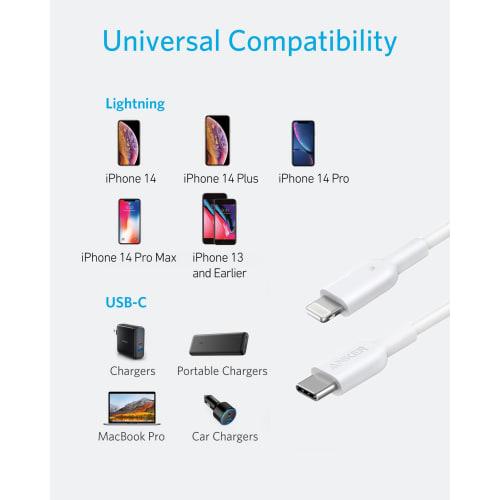 [Набор из 2 шт.] Кабель Anker PowerLine II USB-C и Lightning 0,9 м Набор из 2 шт. Сертифицирован MFi, совместим с PD, Совместим с iPhone 14 / 13 / 12 / SE (3-е поколени