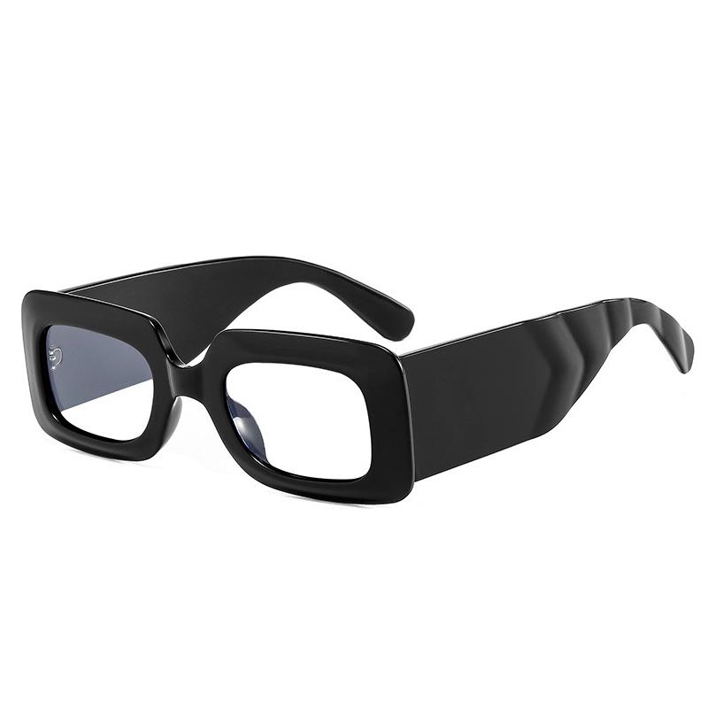 SHAUNA Fashion Square Sunglasses Women Clear Colorful Eyewear Shades UV400 Men Trending Retro Wide Legs Sun Glasses