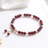 Filled Natural Garnet Crystal Stone Beaded Strand Thin Bracelets for Women Girls Fine Jewelry Birthday Gift YBR316