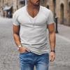 Men's European and American V-Neck Solid Color Slim Fit Short-Sleeve Casual T-Shirt