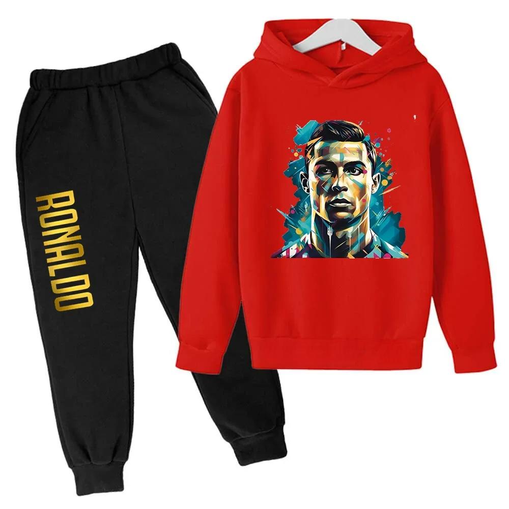Cr7 Печать Футбольный Идол Одежда Детская Толстовка Набор из 2 шт. Костюм с Брюками Детский Мальчики Спортивный Костюм Девочки Одежда Спортивные Костюмы