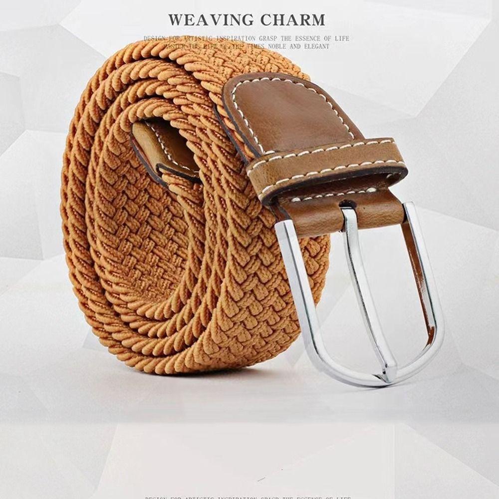 No Hole Stretch Woven Belt Multicolored Men's Waistband Premium Elastic Braided Belt  Jeans