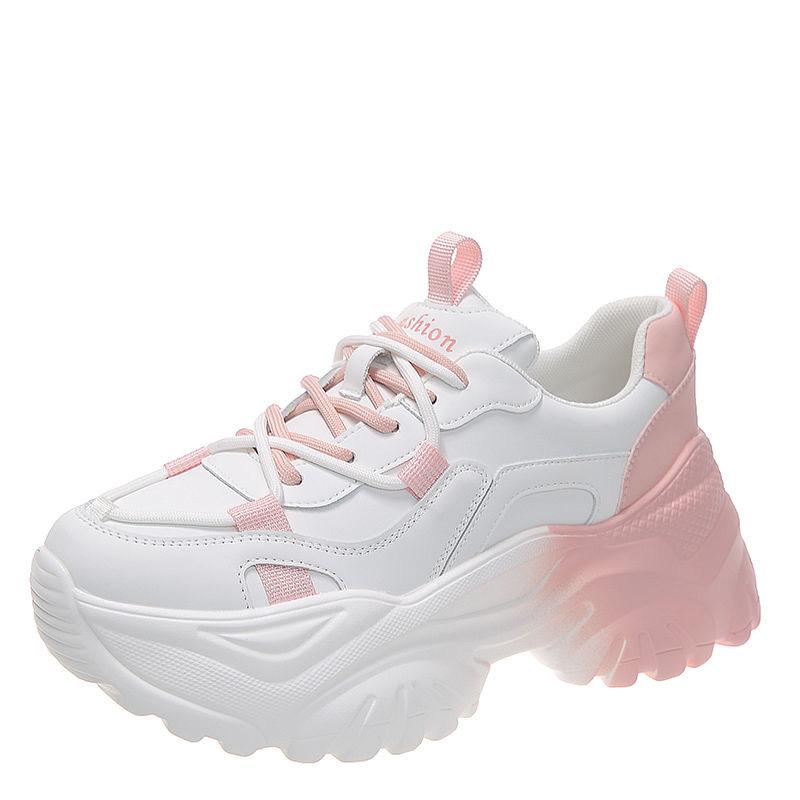 Корейская версия популярных папиных кроссовок женские 2025 весна и лето новая универсальная обувь на платформе с толстой подошвой для увеличения роста повседневная спортивная обувь маленькие белые кроссовки