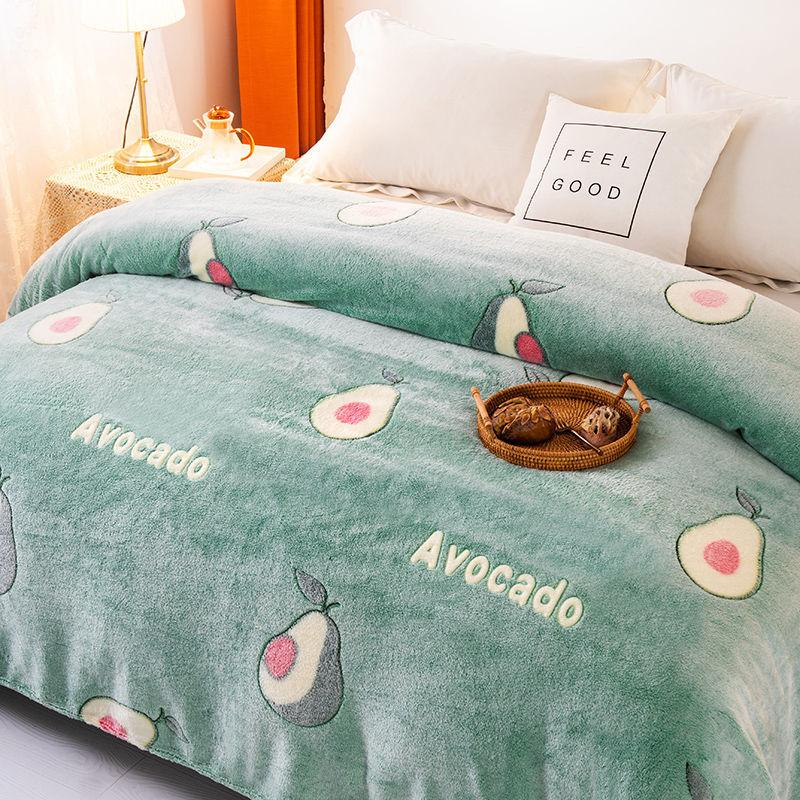 Double-sided Plus Fleece Blanket Sheets To Keep The Bed Warm In Winter Fluffy Coral Fleece Blanket Sofa Blanket Summer Air Conditioning Quilt