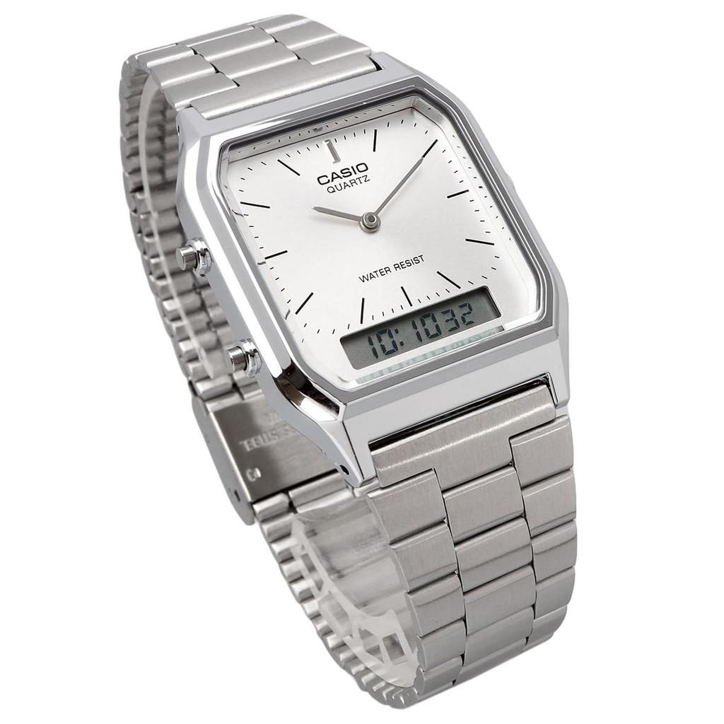 CASIO Quartz Watch Vintage Series Unisex Dual Time Silver Overseas Model [Casio] Analog-Digital AQ-230A-7AMQY