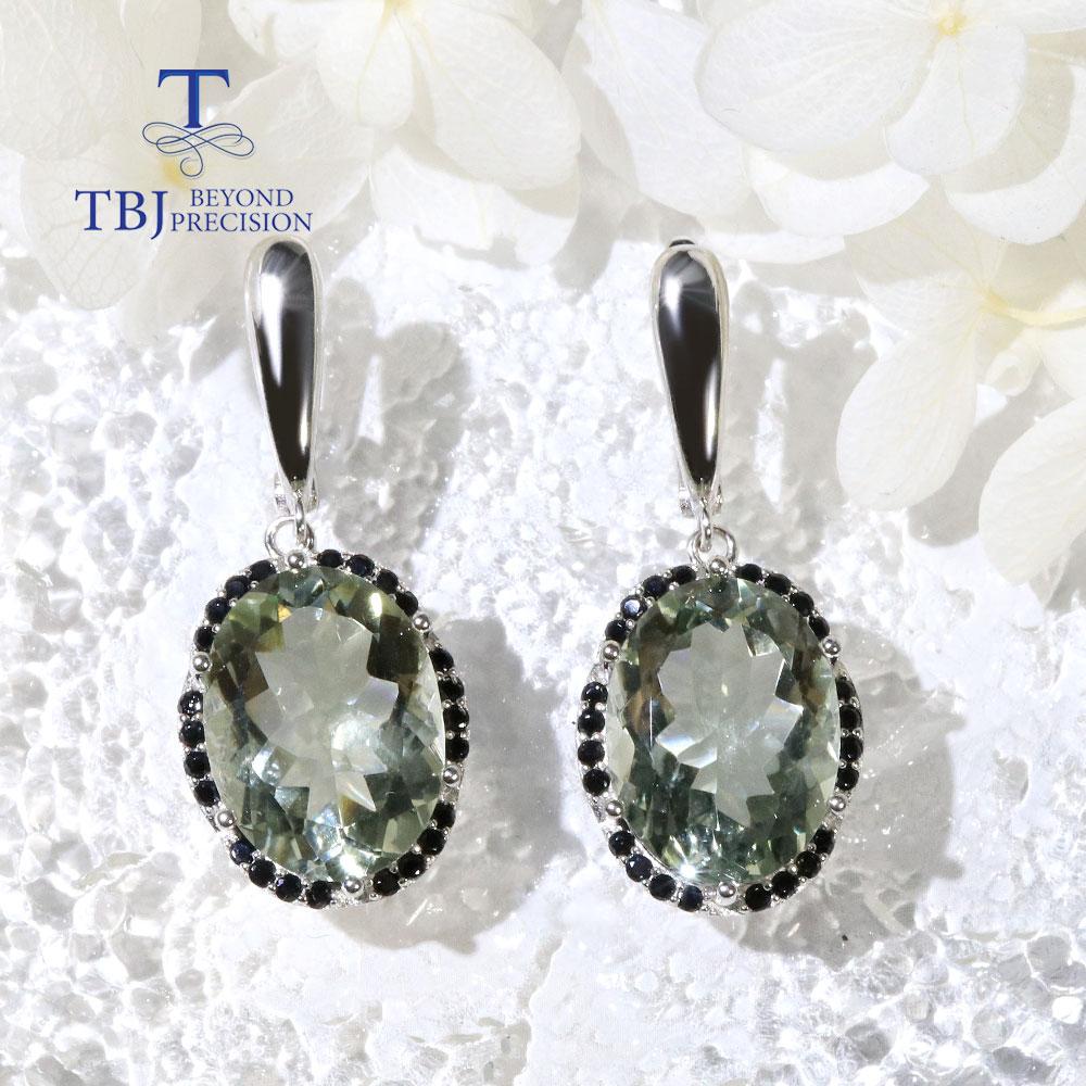 Новый!Серьги-подвески с натуральным бразильским зеленым аметистом BL, настоящие драгоценные камни, овальные 12*16 мм, комплект ювелирных изделий из стерлингового серебра 925 пробы, изысканные ювелирные изделия