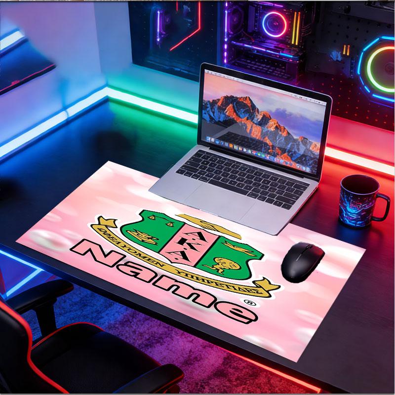 Custom Name Personalized Alpha Kappa Alpha Pattern Mousepad, Laptop PC Desk Mat, Decorative Desk Mat for Home Keyboard Pad Gift