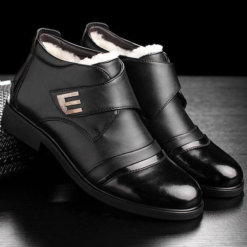 Мужские зимние ботинки из смеси шерсти, размер 38~46, самые теплые кожаные мужские ботинки в русском стиле для зимы