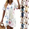 Женские летние повседневные платья с цветочным принтом и короткими рукавами, завязанным узлом на подоле