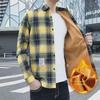 Men's Korean Style Plaid Shirt: Warm, Thick Velvet, Slim Fit for Autumn and Winter.