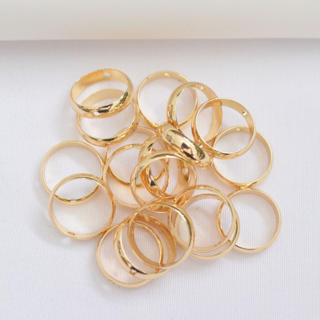 100pcs 18K Gold Bag, Color-Preserving Double-Hole Ferrule, Over-Wire Bag Ring, Beaded Color Bag, Bead Ring, Bead Frame Diy Beaded Accessories.