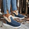 New Winter Women's Cotton Shoes Large Size Plush Thickened Burr Warm Flat Cotton Shoes