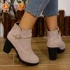 Lucyever Vintage Rivets High Helmet Ankle Boots Women Autumn Winter Faux Suede Short Boots Woman 2024 Side Zip Platform Boots 42