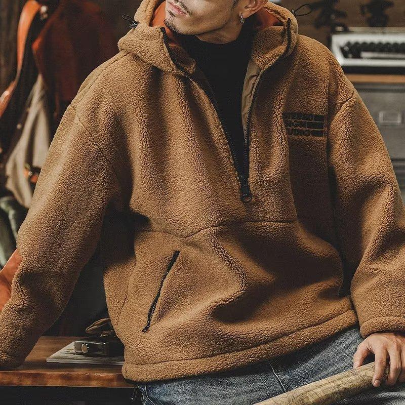 Мужская осенне-зимняя модная повседневная замшевая толстовка с капюшоном большого размера