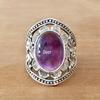 Amethyst and Silver Inlaid Nepalese Vintage Unisex Ring