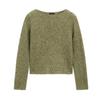 MD Women's Spring Clothing Casual Laid-Back Style Green Soft Glutinous Short Round Neck Sweater Long Sleeve Knitwear 5604633