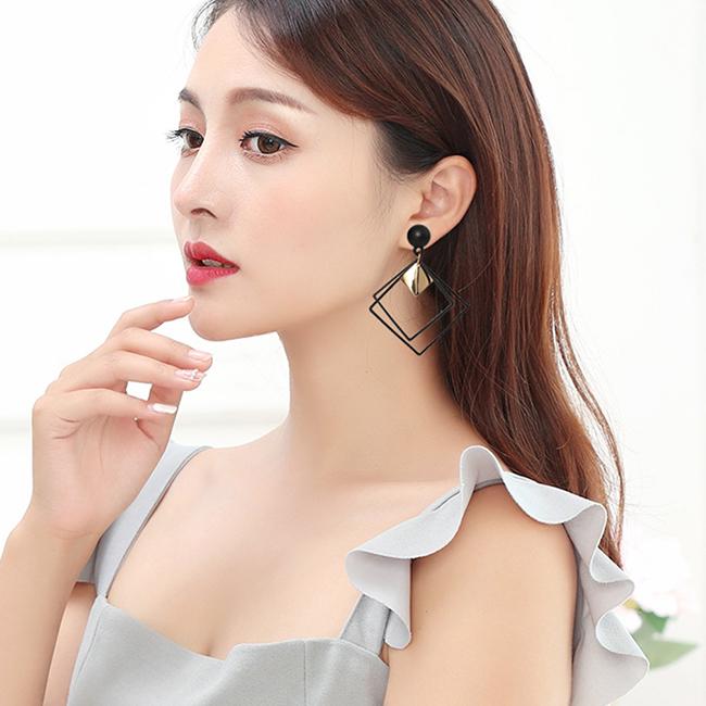 Women Fashion Rhombic Classic Geometric Personalized Pendant Earrings Jewelry