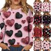Women's Casual Fashion Sexy Comfortable Valentine's Day Printed Round Neck Long Sleeve Top