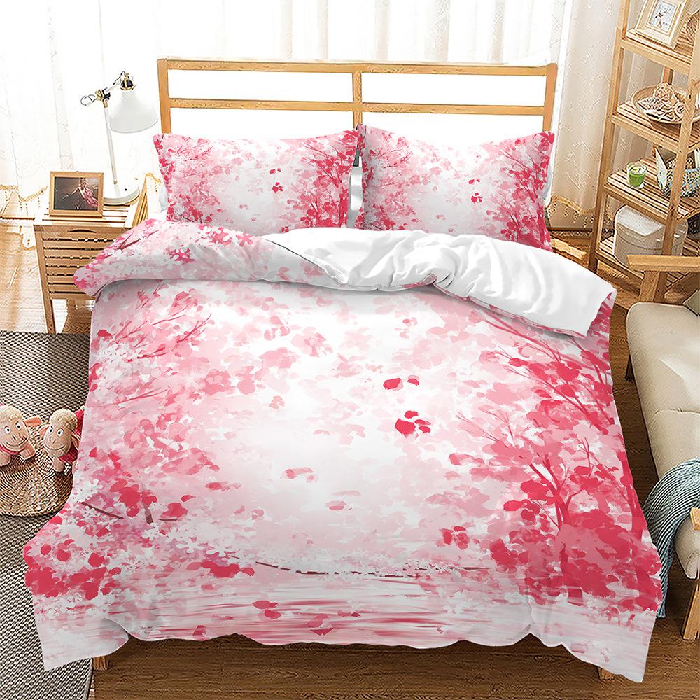 3D Landscape Pattern Quilt and Pillowcase 2/3 Pieces of Ink Painting Style Bedding AU180 * 210 Soft Home Decoration for Women's Rooms
