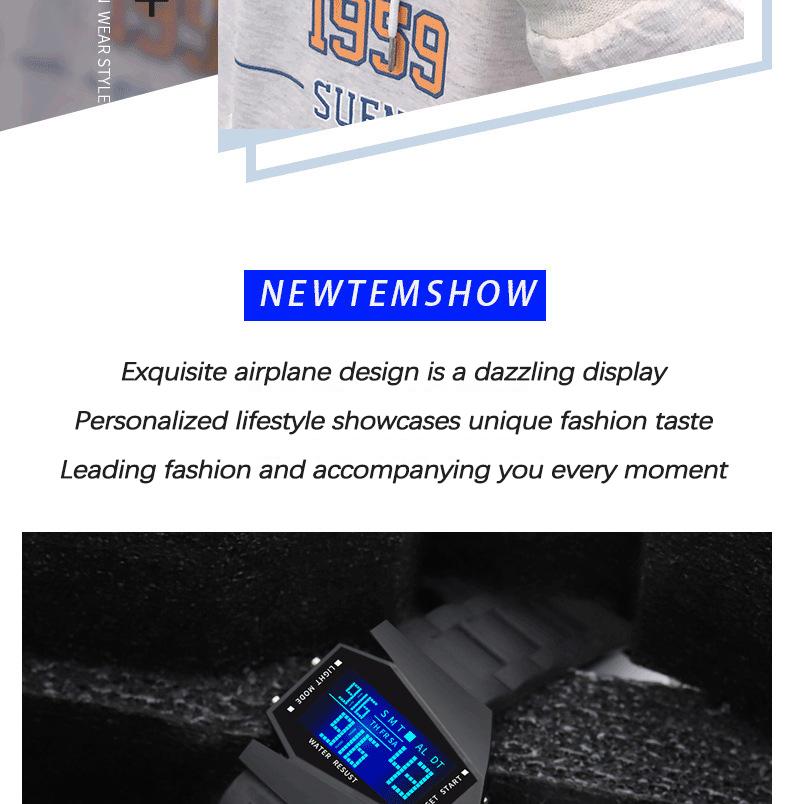 UTHAI CQ306 Ночник Многофункциональные Мужские Часы Форма Самолета Спортивные Женские Часы Детские Студенческие Часы
