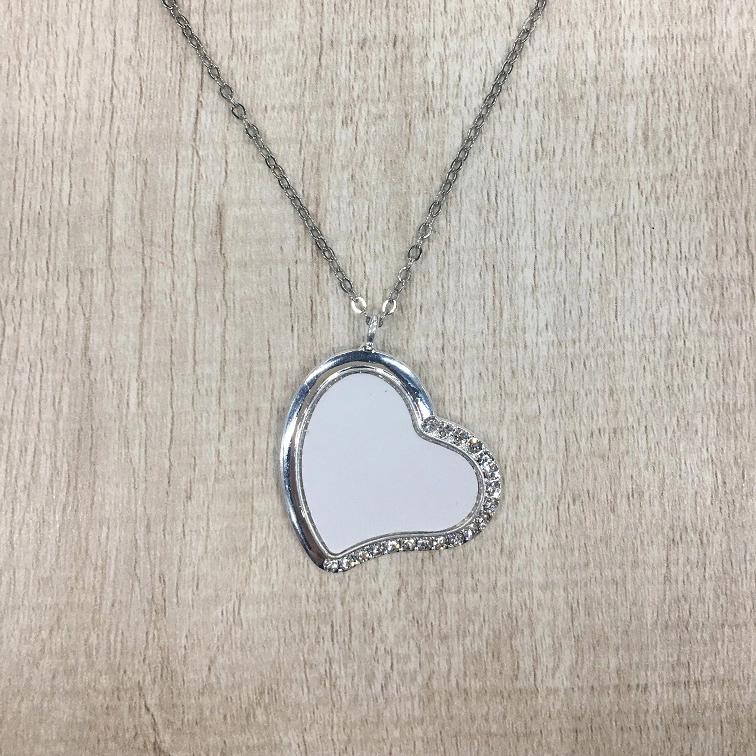 RubySub Ожерелье с подвеской в виде сердца со стразами Sublimation Necklace Ювелирные заготовки для подвесок