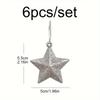 6pcs/set, Christmas Tree Small Glitter Pentagram Pendant Decoration Arrangement Christmas Decoration