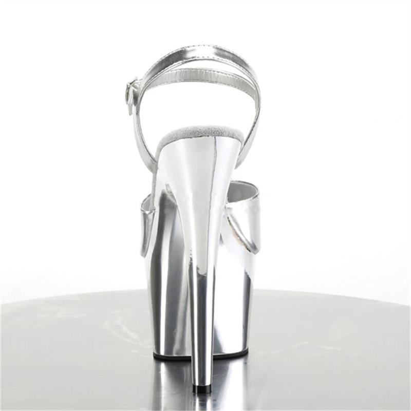 Женские летние туфли на высоком каблуке с застежкой «рыбий рот», танцевальные туфли, черные кожаные модные сандалии с пряжкой, каблук 17 см, платформа 7 см, YKC