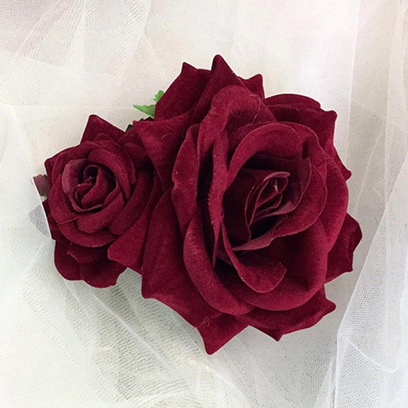 Rose Flower Hair Clip Women Seaside Party Hairgrip Bridal Hairpin Headwear Solid Color Headwear