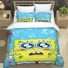 3D Sponge Bob Square Pants Printed Bedding Set, Cartoon Pattern Duvet Cover and Pillowcases, Single/Double Bed Sheet Sets,