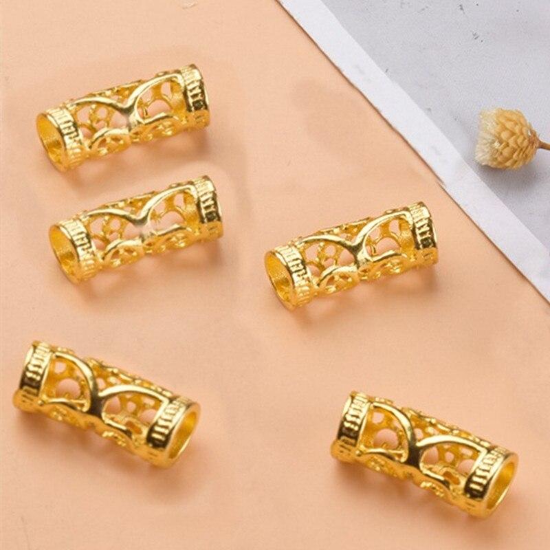 5pcs/bag Silver Metal Hair Rings Braid Dreadlocks Bead Hair Cuffs Dread Tube Charm Dreadlock for DIY Hair Accessaries