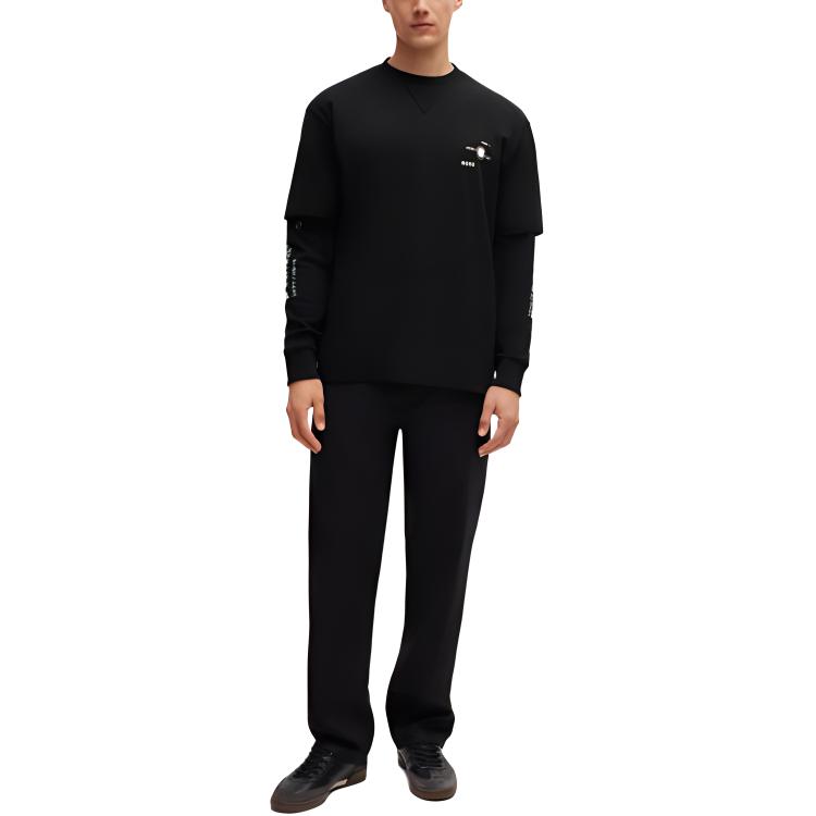 HUGO BOSS T-Shirts Men's Black Crew Neck Moderate Straight Fit 50510218-001