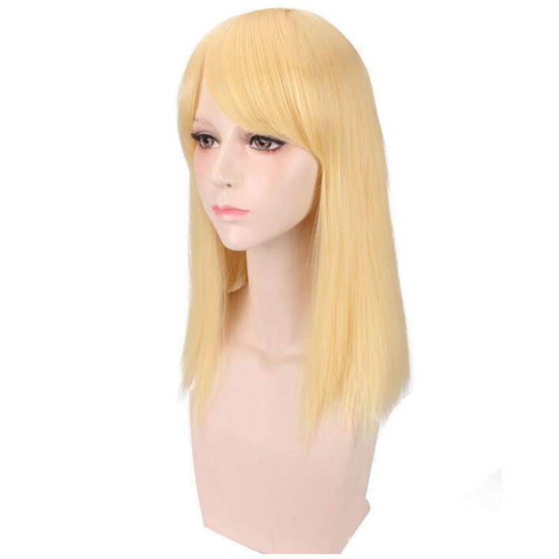 Длинный прямой парик 45 см, аниме Fairy Tail Люси Хартфилия, золотой костюм, термостойкие синтетические волосы, женские парики для косплея