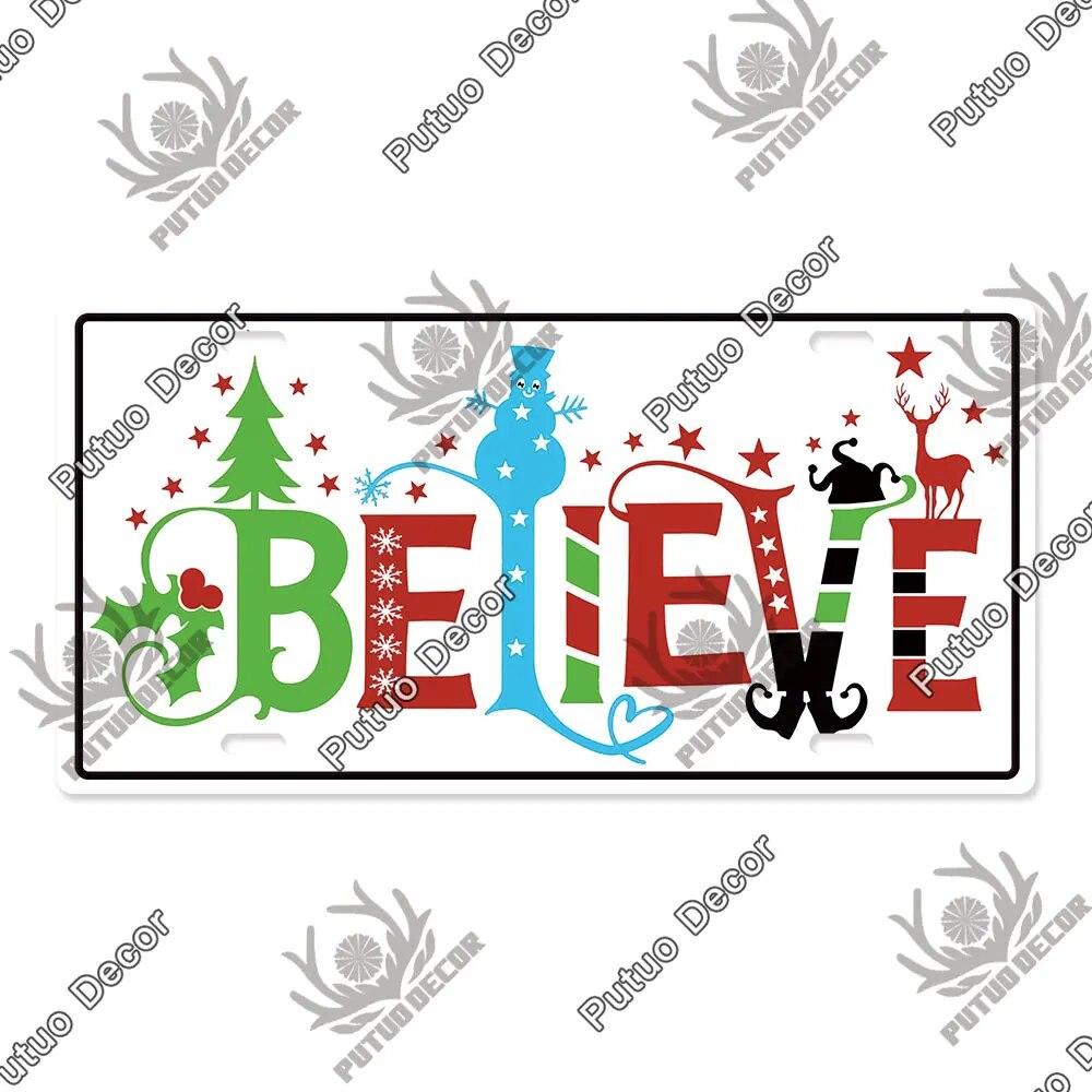 Putuo Декор с Рождеством номерной знак жестяная табличка металлический винтажный постер для домашнего бара новогодний подарок Navidad Настенный декор