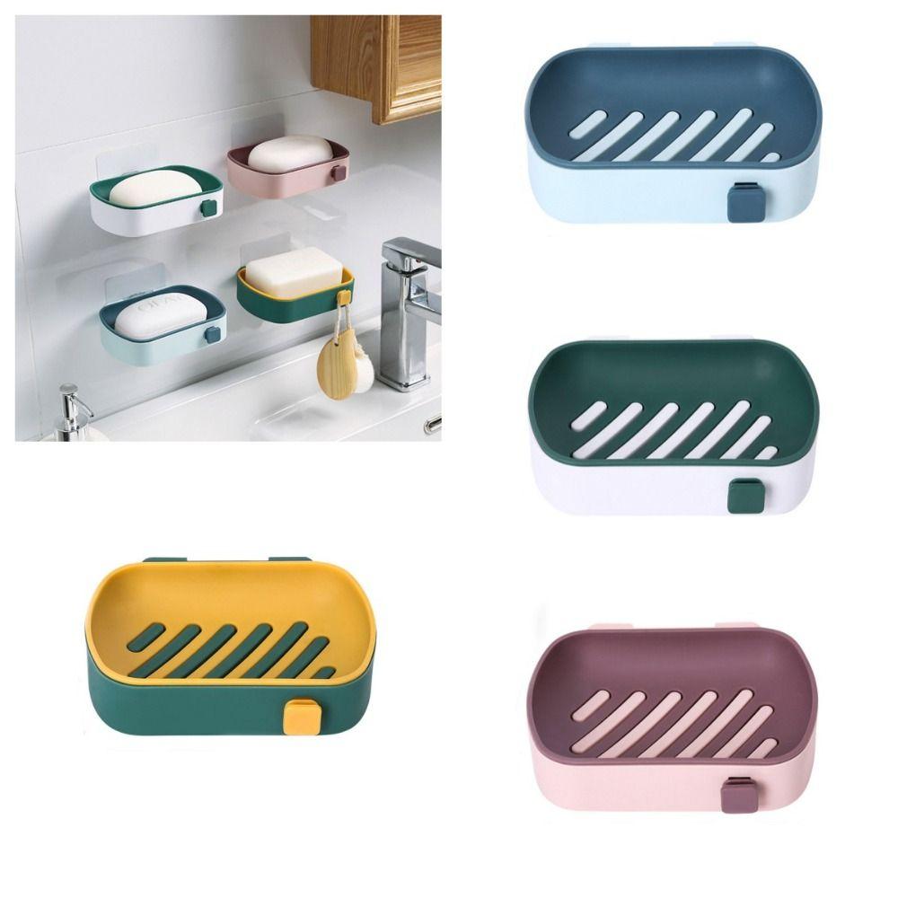 Hook Double-layer Soap Dish Self Adhesive Soap Storage Tray Creative Soap Box Household
