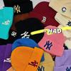 Korean MLB Wool Unisex Knitted Beanie - NY Logo Embroidery, Warm for Autumn & Winter, Style M0726
