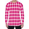 Simple Argyle Pattern Men's T-shirts Fashion Casual 3D Printed Long Sleeve T-shirts Loose Round Neck Streetwear Pullovers