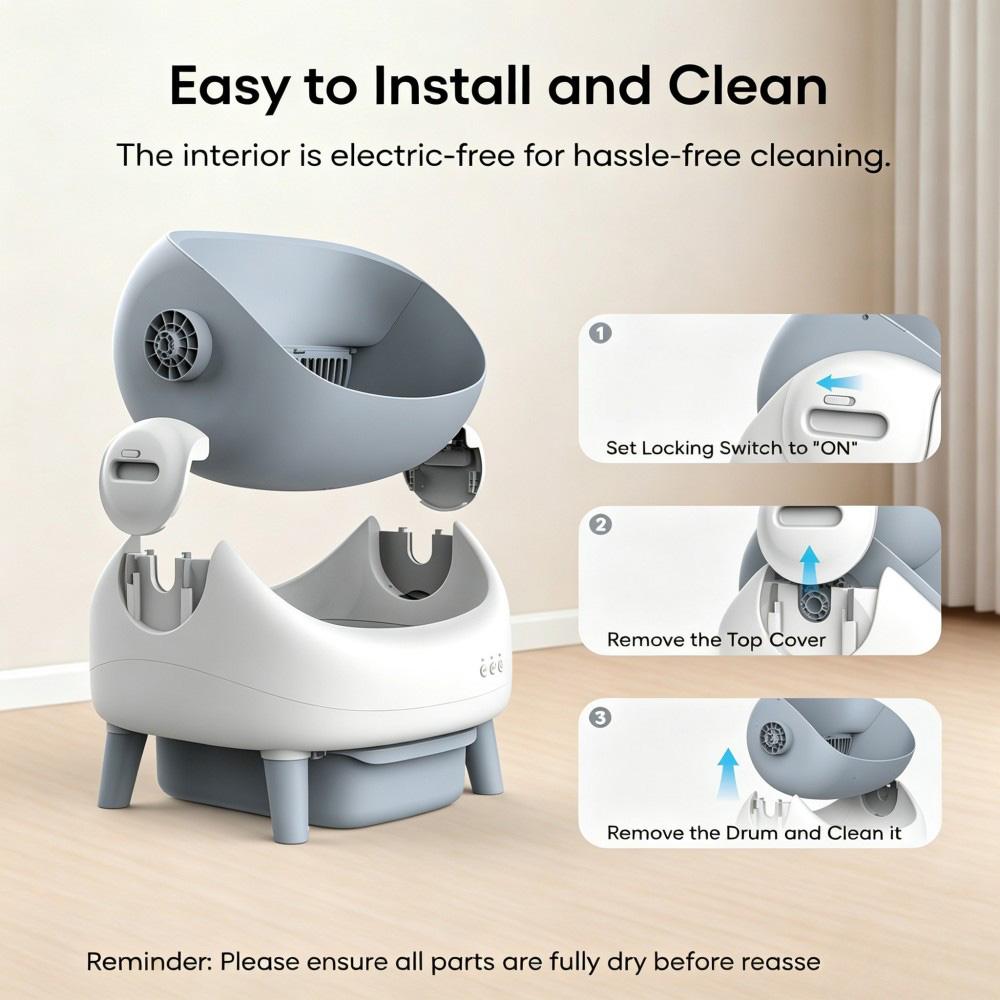 Умный лоток для кошек Crigge MINI-C, Открытая конструкция, Система самоочистки, Управление через приложение WiFi, Отслеживание здоровья, Ультратихая работа 35 дБ