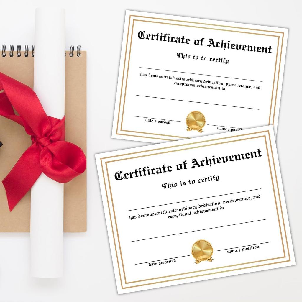 25 PCS Certificate of Achievement Professional, Certificate of Recognition Completion, Award Certificate Paper for School Students Teachers